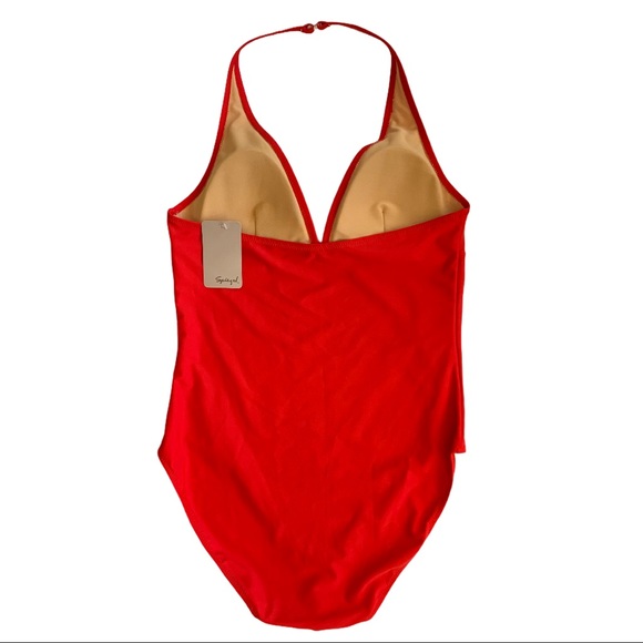 NWT Spiegel Red One Piece Halter Neck Swimsuit - Picture 5 of 11